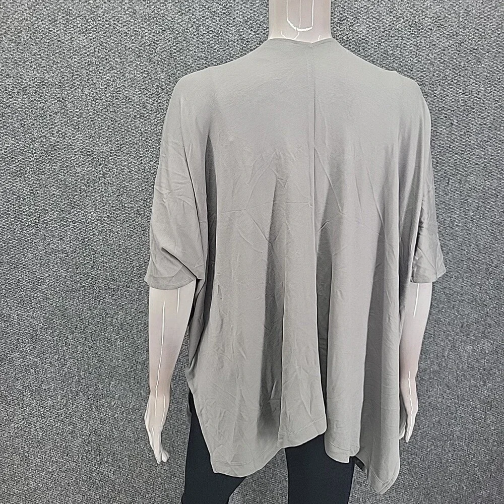 Susan Graver Weekend Jersey Knit Open Cardigan w Pockets Petite Small Size Gray